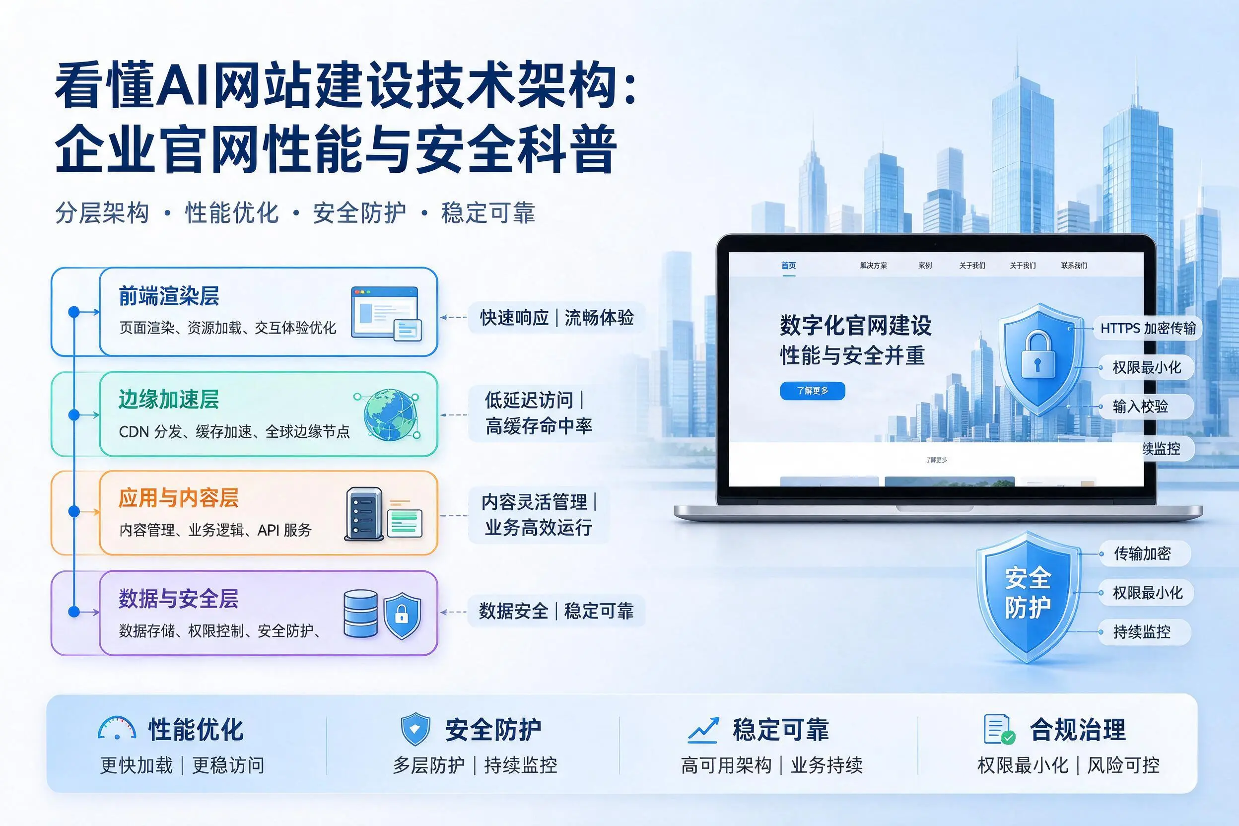 看懂AI网站建设技术架构：武威企业官网性能与安全科普